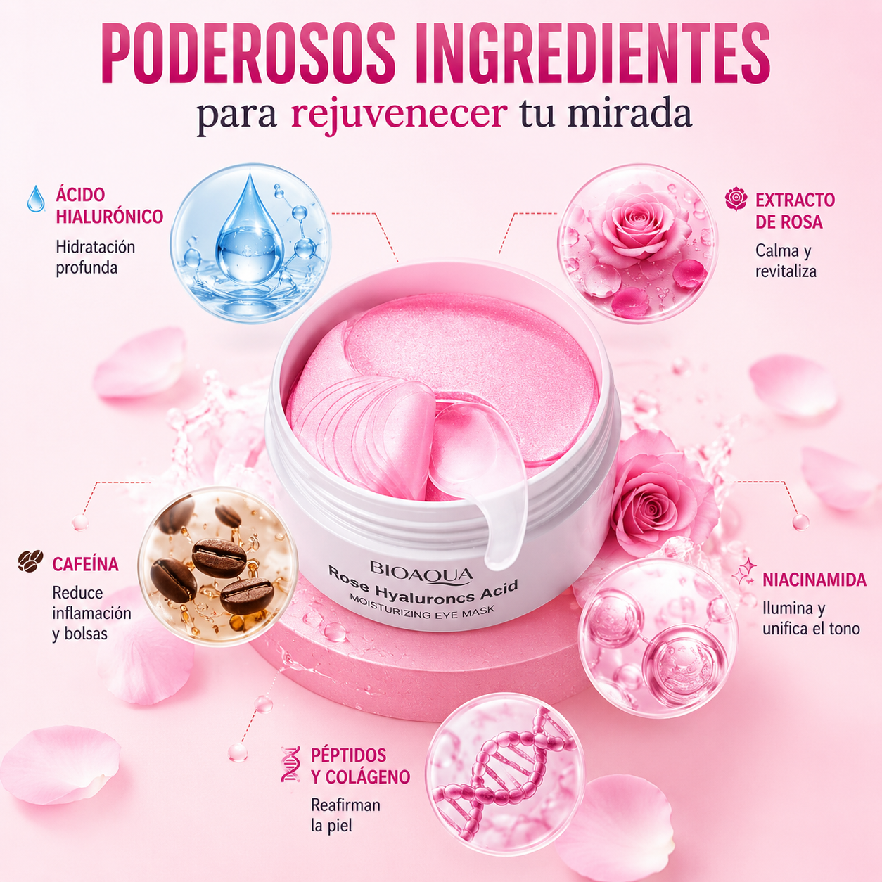 Parches Anti Ojeras de Rosas Bioaqua