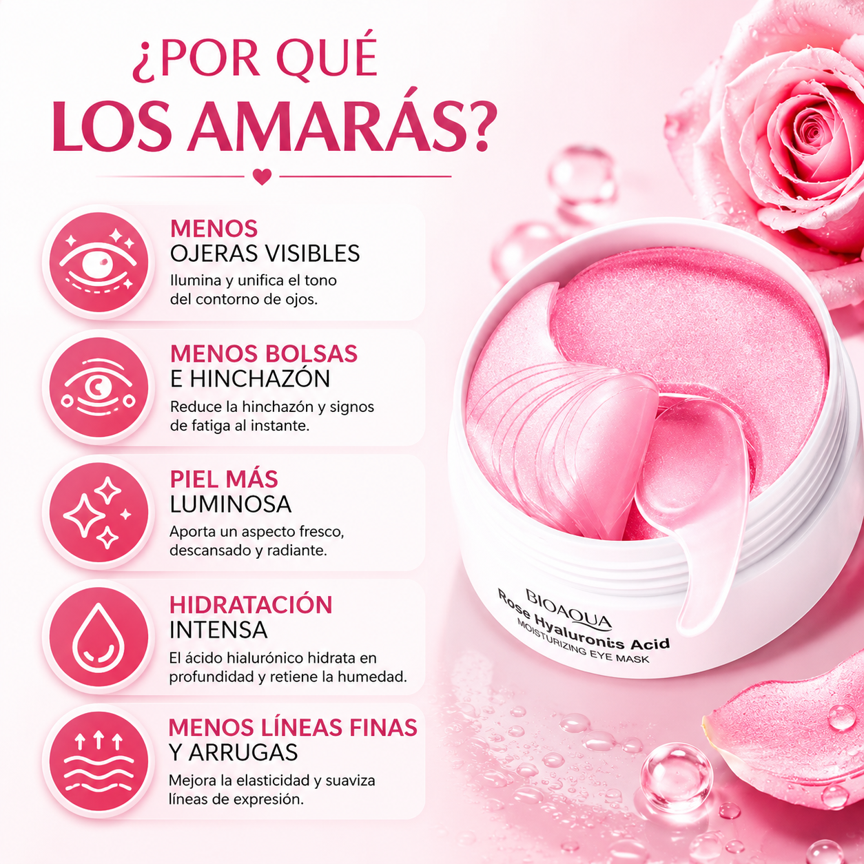 Parches Anti Ojeras de Rosas Bioaqua