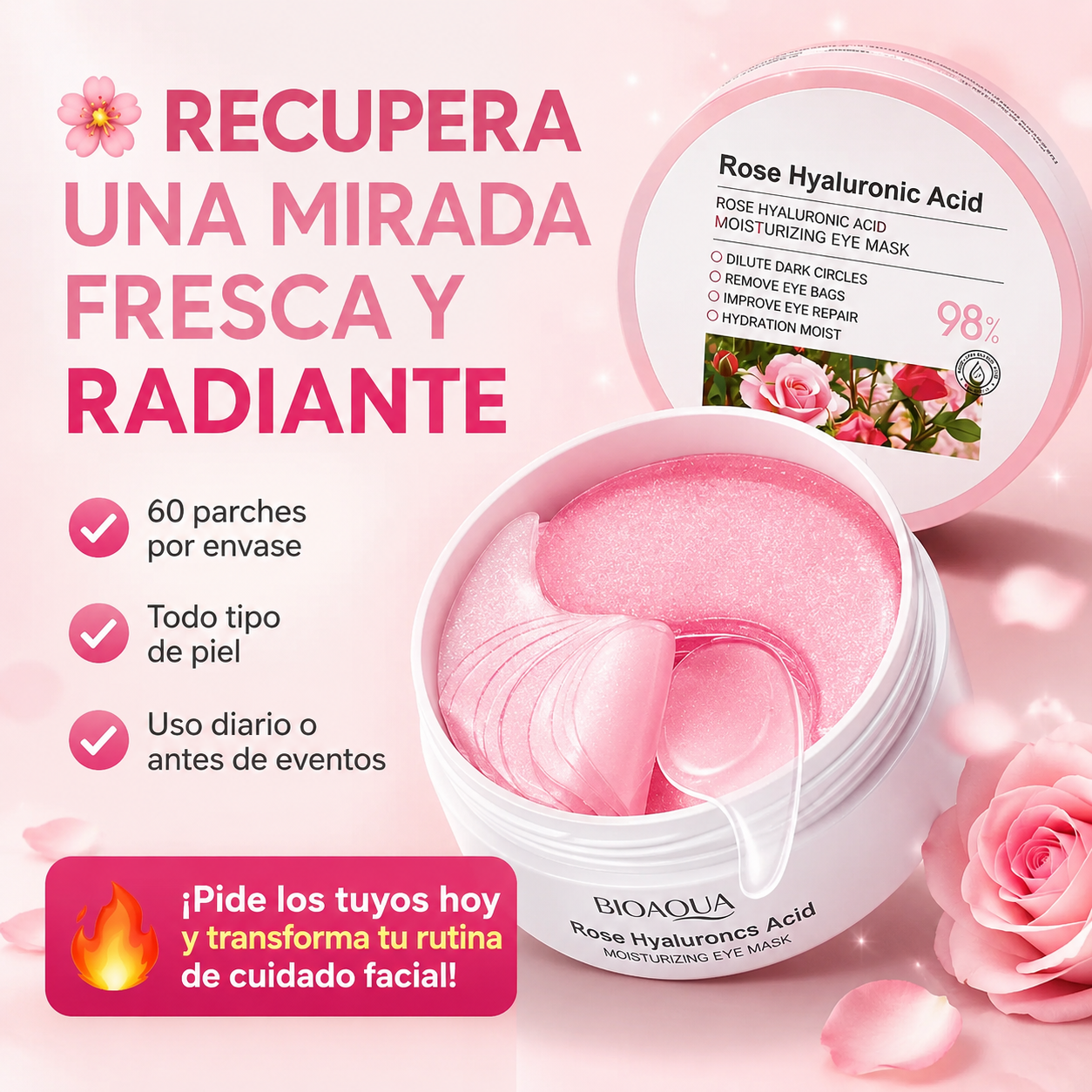 Parches Anti Ojeras de Rosas Bioaqua